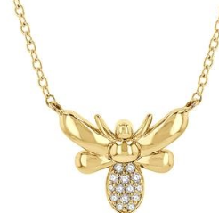 10K YELLOW GOLD BUMBLE BEE PENDANT 0.06CTW DIAMONDS