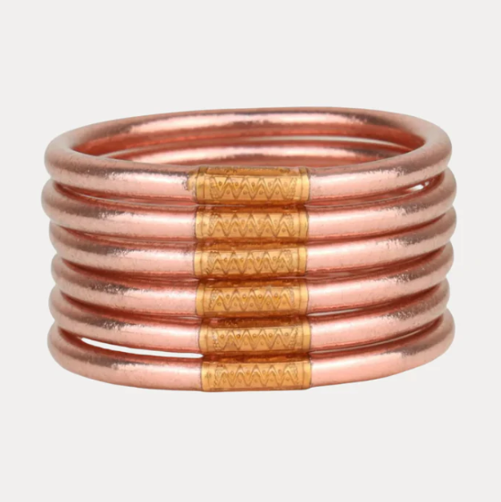 ROSE GOLD ALL WEATHER BANGLES MD SET OF 9