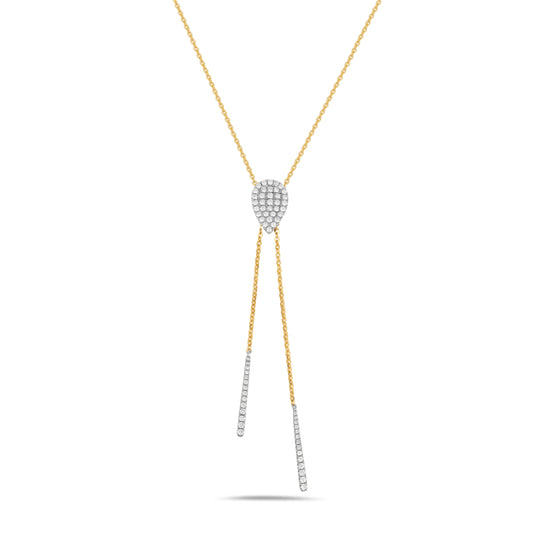 LADIES 14K YG DIAMOND LARIATE STYLE FASHION NECKLACE 0.58CTW
