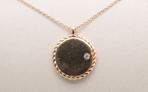 14K YELLOW GOLD PLAIN NECKLACE D= 0.01CTW