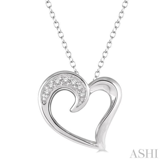SILVER .03CTW CURVED HEART NECKLACE