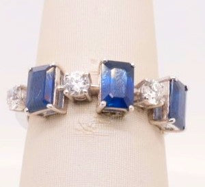 EFFY 14K WG .35 CT DIA 1.99 CT SAPPHIRE RING SZ 6.75