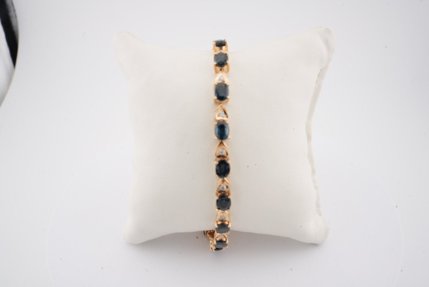 LADIES 14K YG DIAMOND & SAPPHIRE BRACELET 7.5"