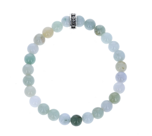 King Baby 8MM Burma Jade Beaded Bracelet with Logo Ring