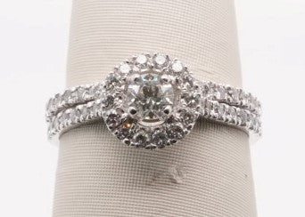 14K WG 0.8 CTW, 0.25 CTW CENTER STONE, 0.19 CTW BAND