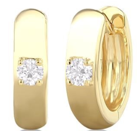 10K YELLOW GOLD SINGLE DIAMOND HUGGIES PETITE 0.15CTW