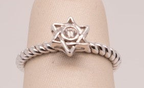 14KW STAR LADIES RING TWIST 0.04CTW