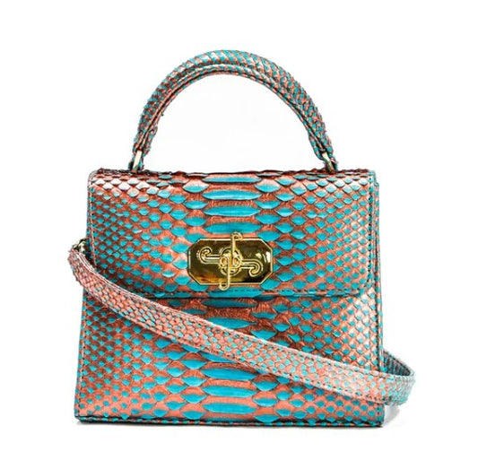 SMALL TOP HANDLE SATCHEL - PYTHON MERMAID