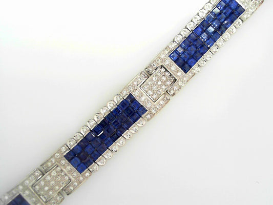 LADIES 18K SAPPHIRE 13.20CTW & DIAMOND 1.25CTW BRACELET