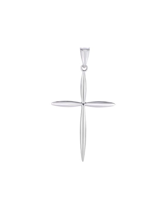 14K WG SMALL SHINY ROUND TUBE CROSS