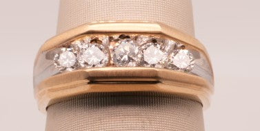 14K YG MENS APX 0.50CTW 5 STONE BAND SIZE 6.5