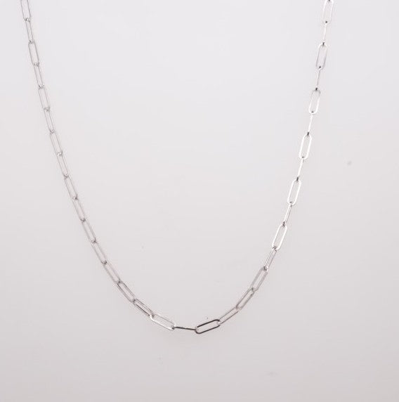 14K WG 18" 1.5MM PAPERCLIP CHAIN