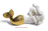 Day Dreaming at Sea Mermaid Figurine. Golden Lustre