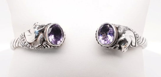 18K BALI BANGLE SACRED HORSE AMETHYST