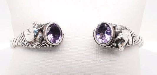 18K BALI BANGLE SACRED HORSE AMETHYST