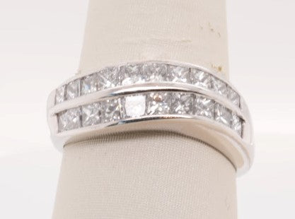 LADIES PLAT BAND TWO ROW PRINCESS DIA 2.00CTW