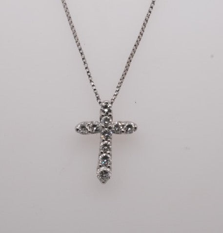 PLATINUM DIAMOND CROSS 0.50CTW 16" BOX CHAIN