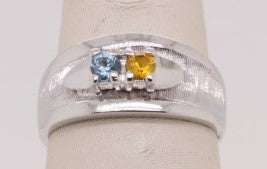 ESTATE 14K WG AQUA & CITRINE 2 STONE RING