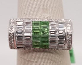 LADIES 18KW GREEN GARNET 0.90CTW DIAM 1.20CTW