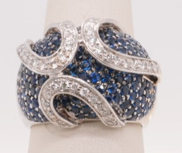 18KW 3.6 CT SAPPHIRE .7 CT DIAMOND RING