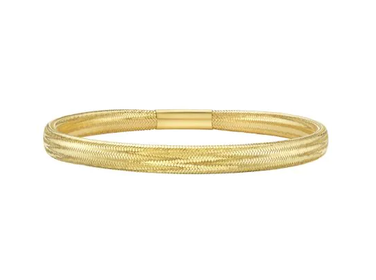14K YG MEDIUM MESH STRETCH 5.4MM BRACELET