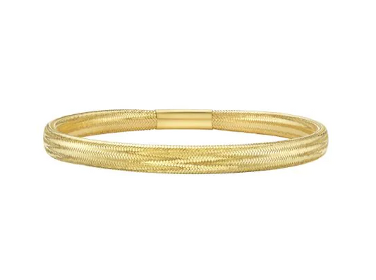 14K YG MEDIUM MESH STRETCH 5.4MM BRACELET