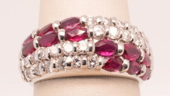 LADIES PLATINUM BAND RUBY APX 1.000CTW DIAM APX 1.20CTW