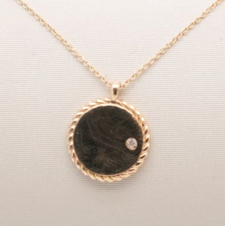 14K YELLOW GOLD PLAIN NECKLACE D= 0.01CTW