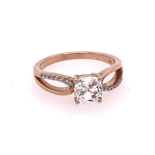 10K RG WHITE TOPAZ RING