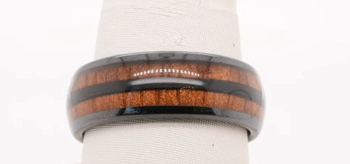 CERAMIC 8MM RING INLAID WOOD FROM M1 GARAND STOCK SIZE 10