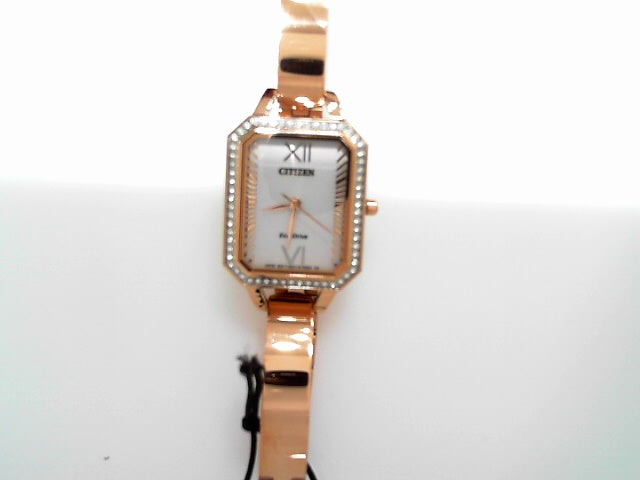 CITIZEN ROSE SQUARE DIAL CRYSTALS ON BEZEL