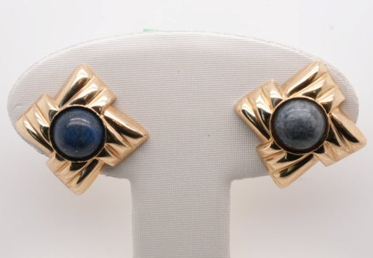 LADIES 14KY BLUE LAPIS EARRINGS