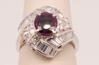 PT900 1.08 CTW DIAMOND 1.20 PINK SAPPHIRE GMST RING