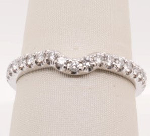 14K WG CURVED WEDDING BAND APX 0.25CTW