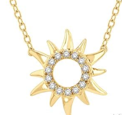 10K YELLOW GOLD SUN PENDANT DIAMONDS 0.08CTW