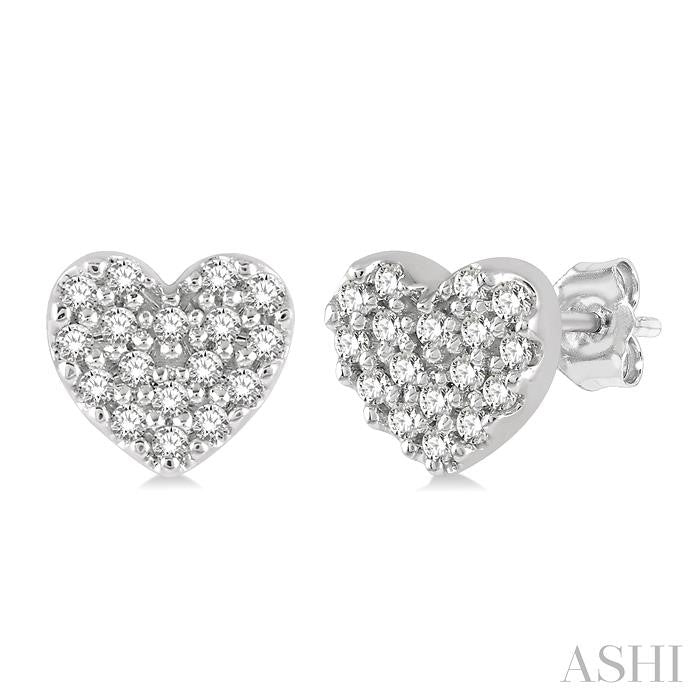 14K WG PETITE HEART EARRINGS 0.10CTW
