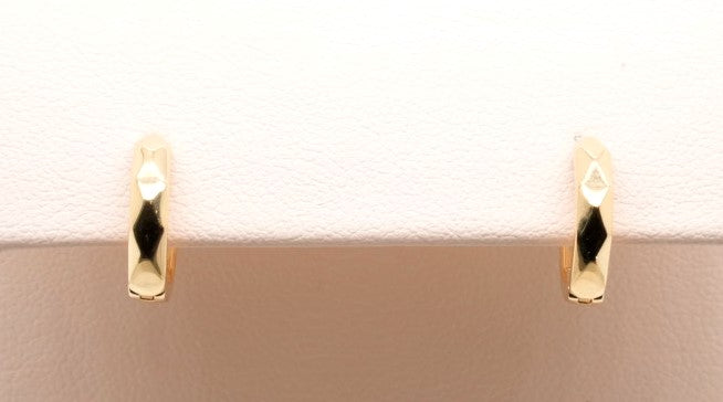 14K YG FACETED HUGGIE HOOP