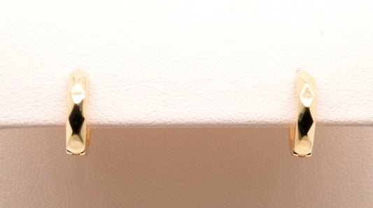 14K YG FACETED HUGGIE HOOP