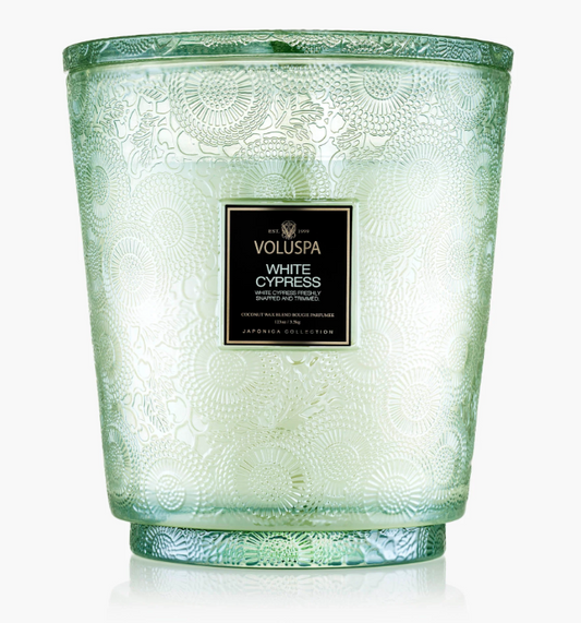 VOLUSPA WHITE CYPRESS 123OZ  5W HEARTH CANDLE