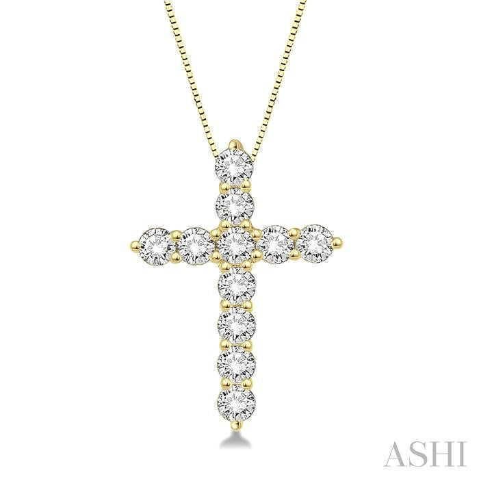 14K YG CROSS NECKLACE 0.75CTW