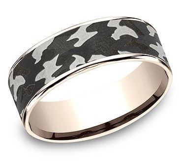 7.5MM THIN EDGE CAMO CTR 14K ROSE GOLD AND TANTALUM SZ 10