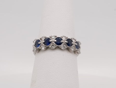 PLATINUM SAPPHIRE 0.75CTW DIAM 0.35CTW BAND