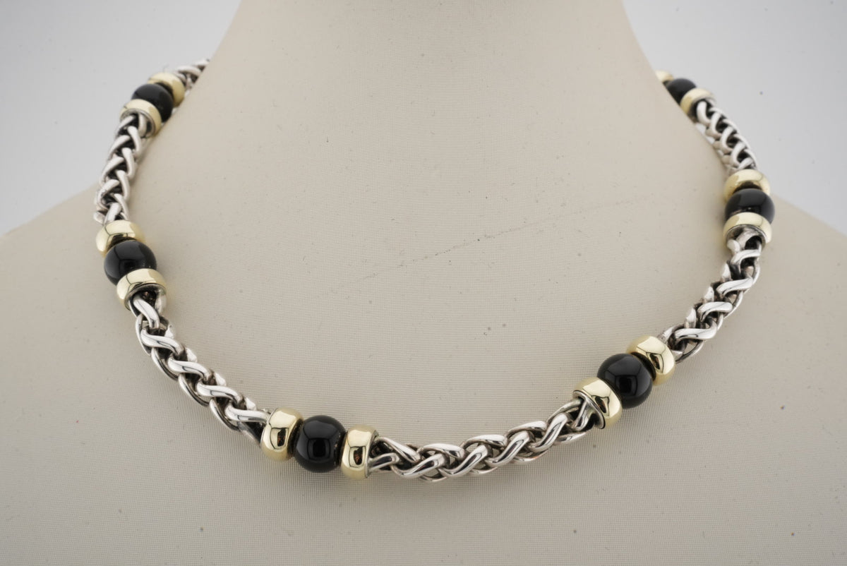 ESTATE DAVID YURMAN CABLE CHAIN WITH ONYX 16"