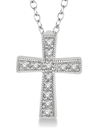 SILVER .05CTW CROSS NECKLACE