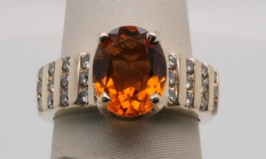 ESTATE 14K YG LEVIAN OVAL CITRINE APX 2.50CTW AND DIAMOND APX 0.50CTW