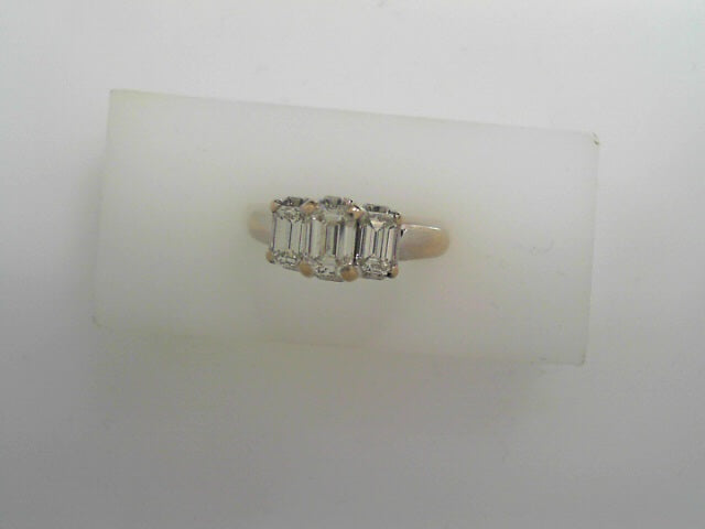 18K WG 3 STONE DIAMOND EMERALD RING SI2/G APX 1.0CTW