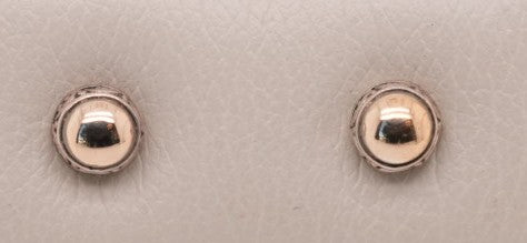 LADIES SS/18K BALI ROUND STUD EARRING