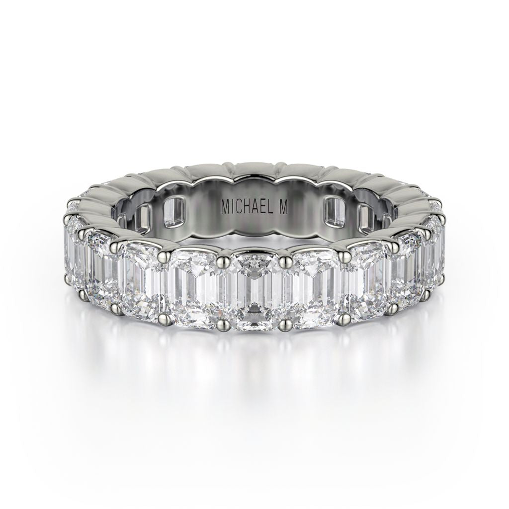 MICHAEL M 18KW EMERALD DIAMOND ETERNITY BAND 3.75CTW B330-18K