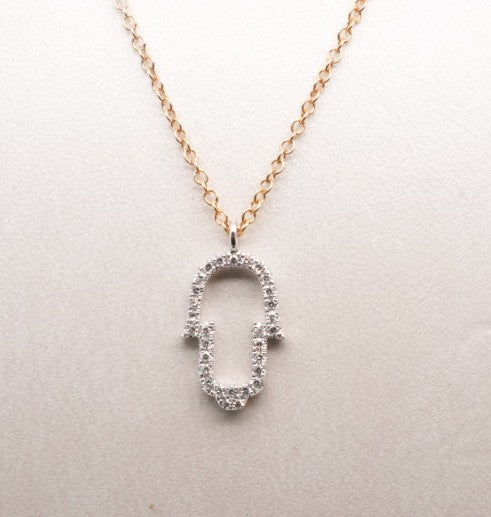LADIES 14KYG HAMSA HAND D=0.08CTW