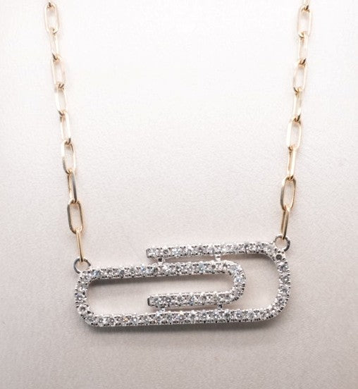 14K YG PAPERCLIP NECKLACE 0.41CTW
